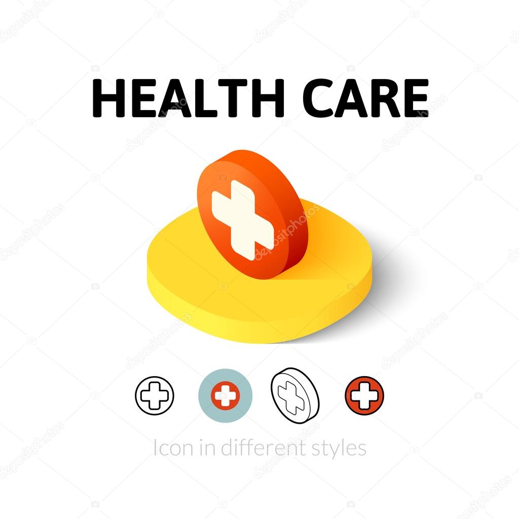 Heath care icon, vector symbol in flat, outline and isometric style