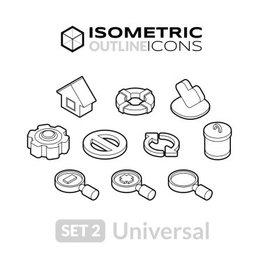 Isometric outline icons set
