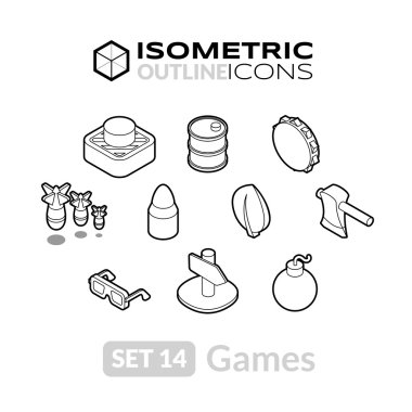 Isometric outline icons set