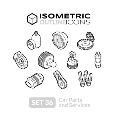 Isometric outline icons set