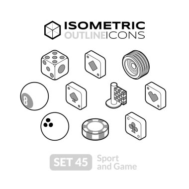 Isometric outline icons set