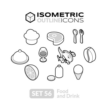 Isometric outline icons set