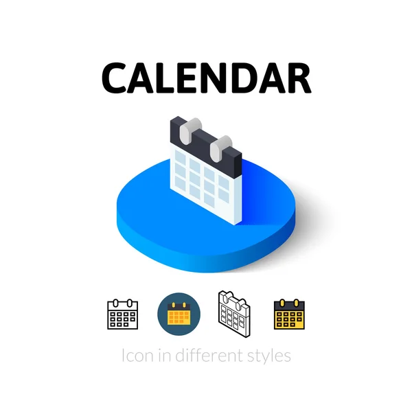 Εικονίδιο ημερολογίου σε διαφορετικό ύφος — Διανυσματικό Αρχείο