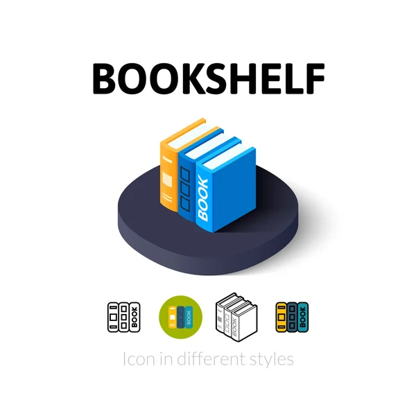 Boekenplank pictogram in verschillende stijl — Stockvector