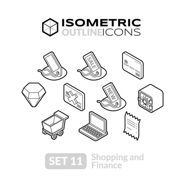 Isometric outline icons set — 图库矢量图片