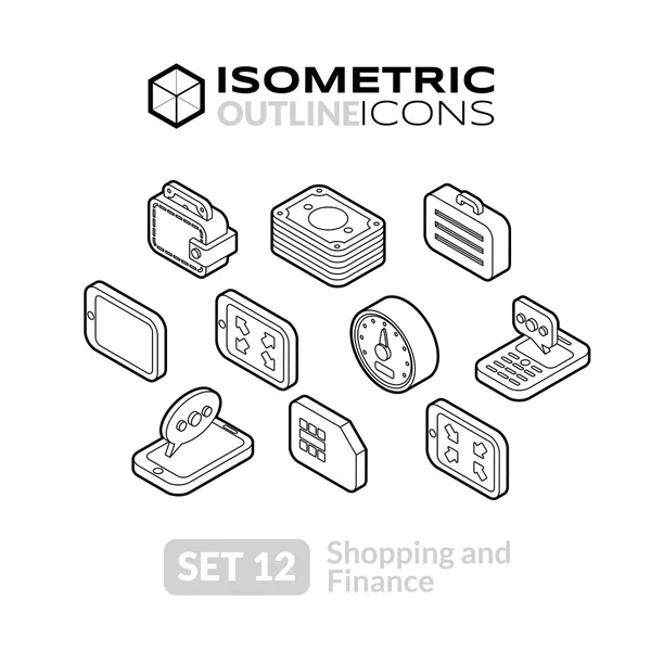 Isometric outline icons set — Stock vektor