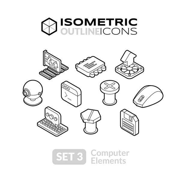 Set icone di contorno isometrico — Vettoriale Stock