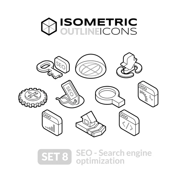 Isometric outline icons set — Stock Vector