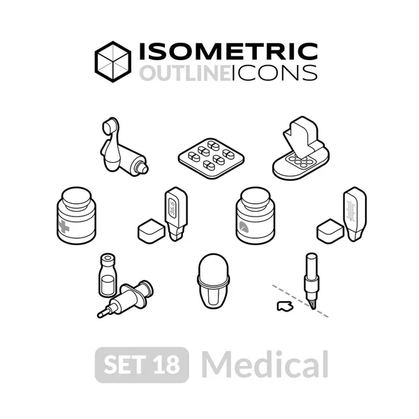 Ensemble d'icônes de contour isométriques — Image vectorielle