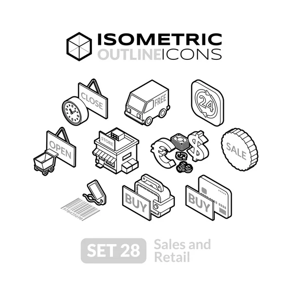 Isometric outline icons set — Stok Vektör