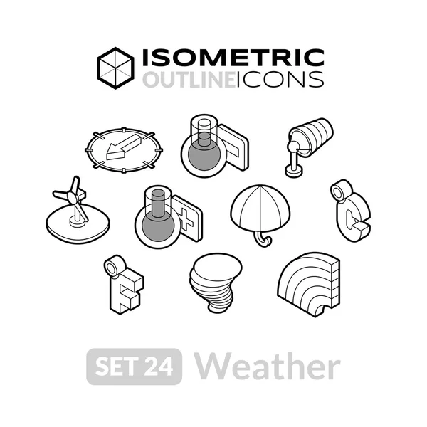Isometric outline icons set — 스톡 벡터