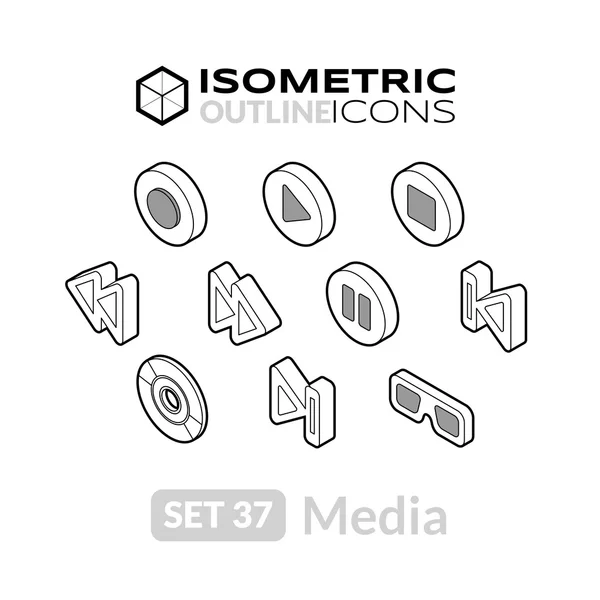 Isometric outline icons set — 图库矢量图片