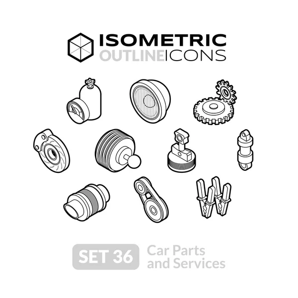 Ensemble d'icônes de contour isométriques — Image vectorielle