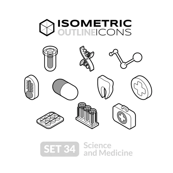 Isometric outline icons set — Stock vektor