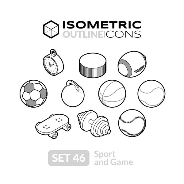 Ensemble d'icônes de contour isométriques — Image vectorielle