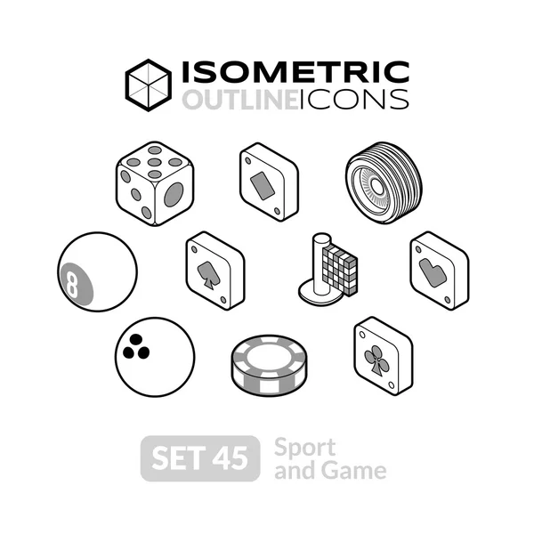 Ensemble d'icônes de contour isométriques — Image vectorielle