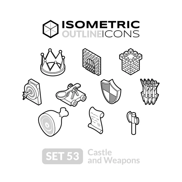 Isometric outline icons set — Stock vektor