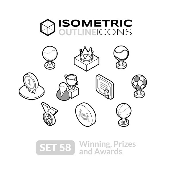 Isometric outline icons set — Stockvector