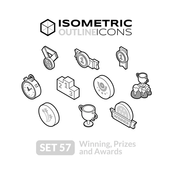 Isometric outline icons set — Stock Vector