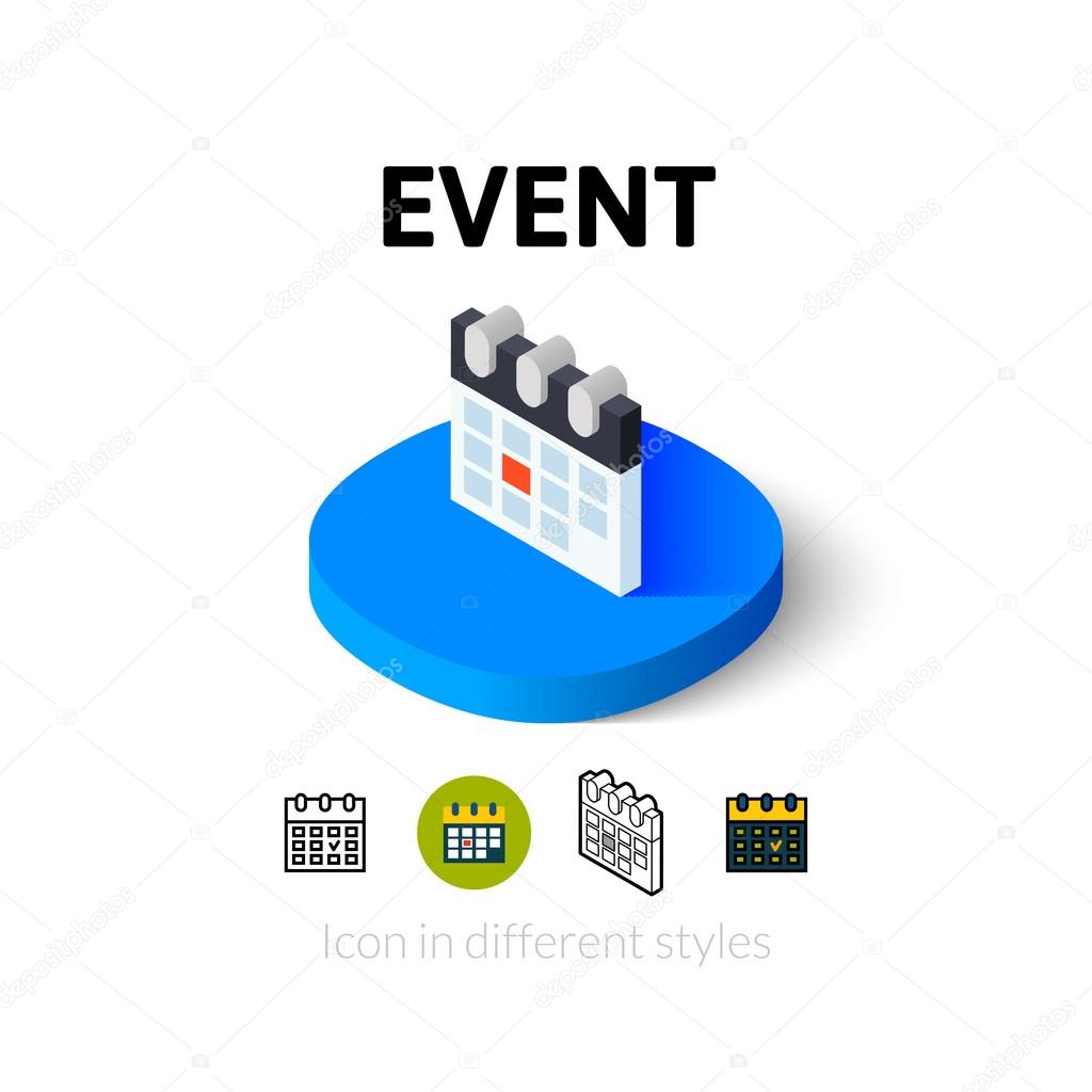Event icon, vector symbol in flat, outline and isometric style