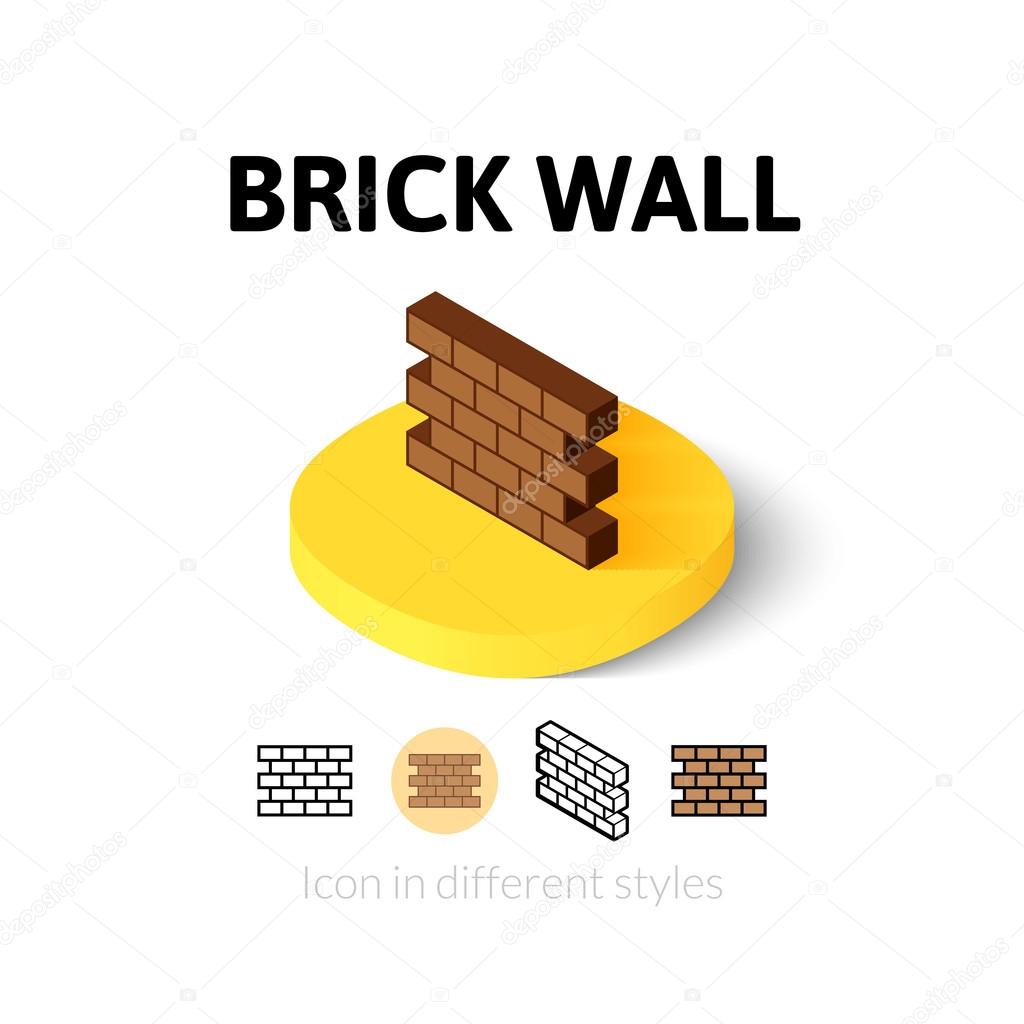 Brick wall icon, vector symbol in flat, outline and isometric style