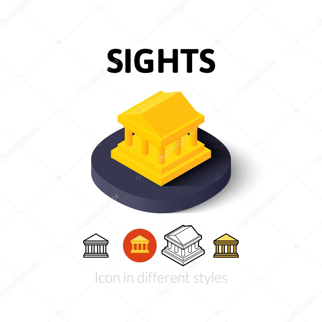Sights icon, vector symbol in flat, outline and isometric style