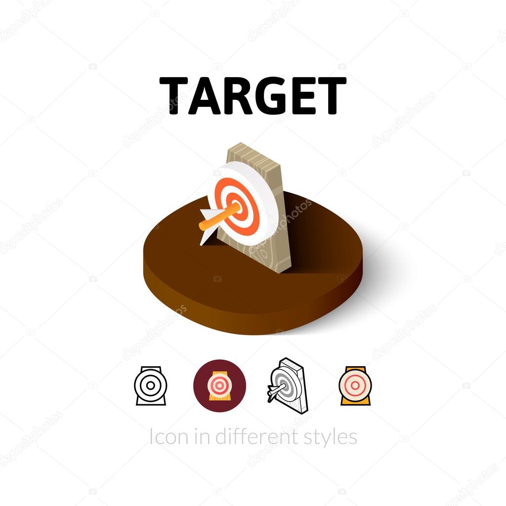 Target icon, vector symbol in flat, outline and isometric style