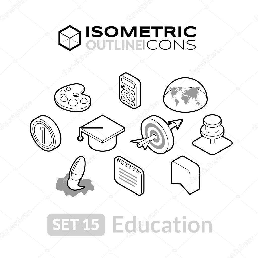 Isometric outline icons set