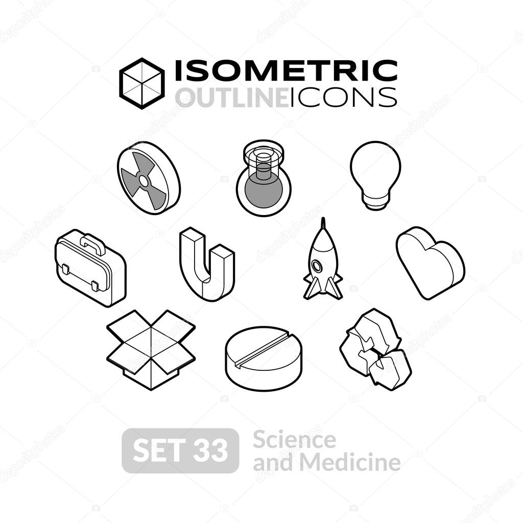 Isometric outline icons set