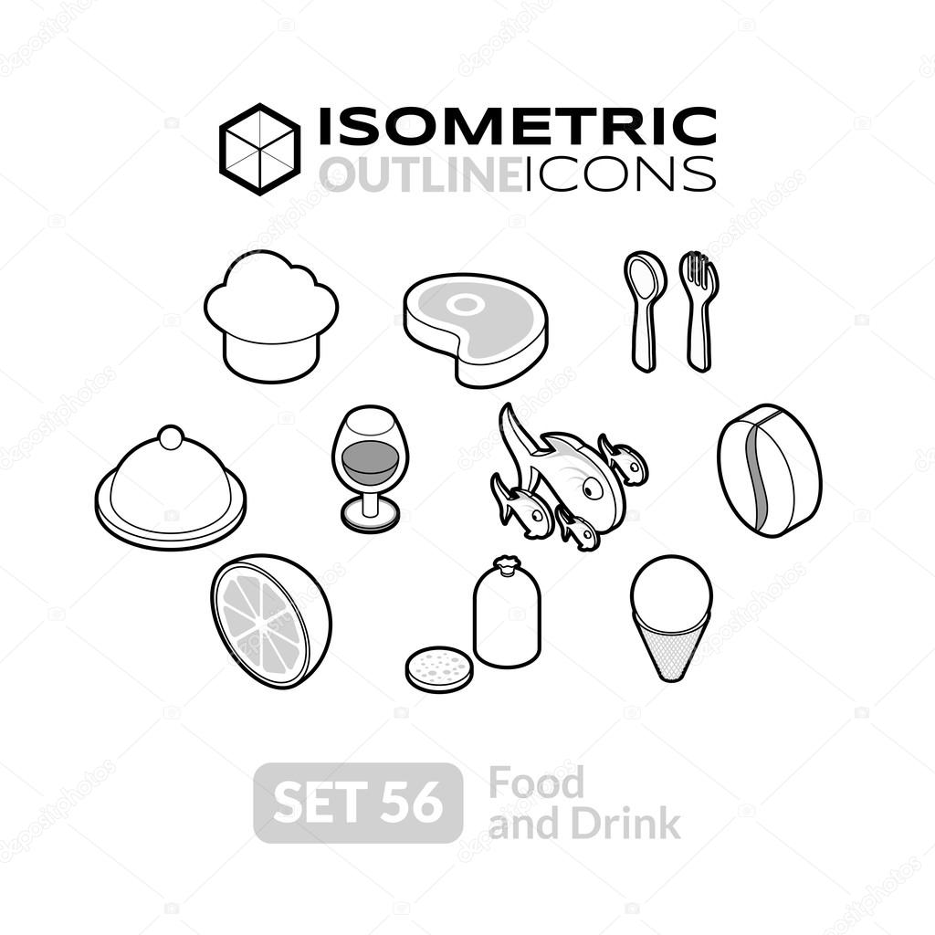 Isometric outline icons set