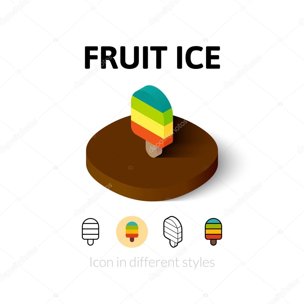 Fruit ice icon, vector symbol in flat, outline and isometric style