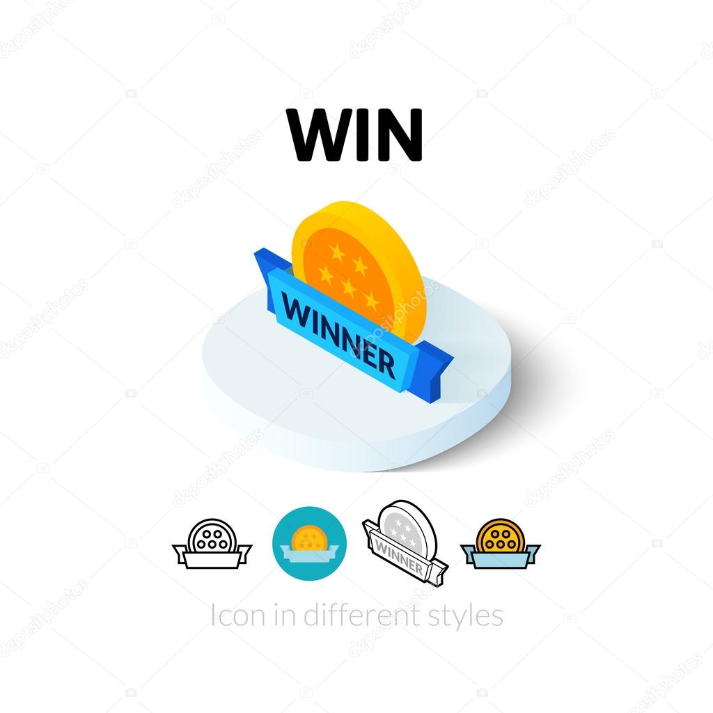 Win icon, vector symbol in flat, outline and isometric style