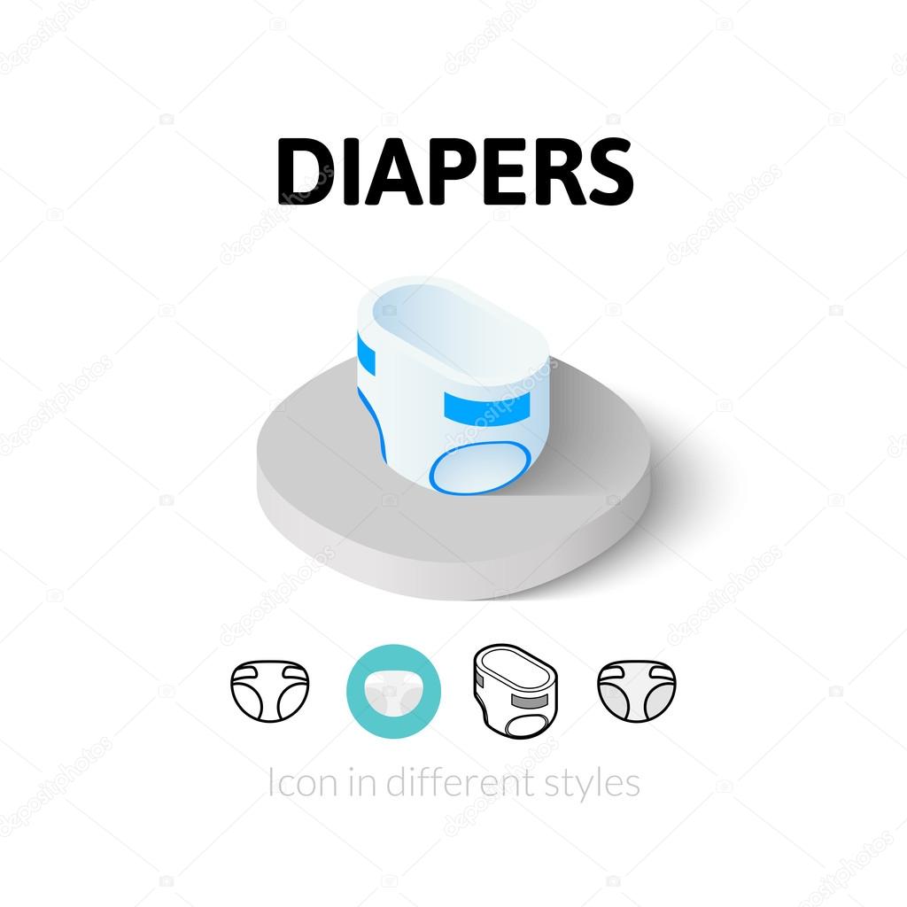 Diapers icon, vector symbol in flat, outline and isometric style