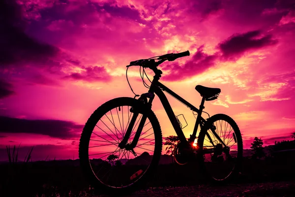 Beautiful close up scene of bicycle at sunset — Stock Photo, Image