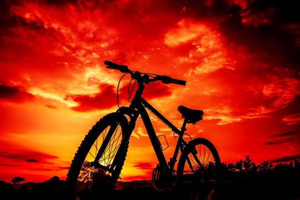 Beautiful close up scene of bicycle at sunset — Stock Photo, Image