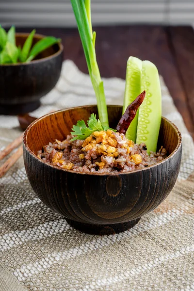 Bütün tahıl geleneksel Tayland pirinç en iyi pirinç için buharda pişmiş sağlıklı — Stok fotoğraf