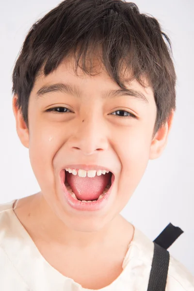 Pequeño niño risa de cerca la cara — Foto de Stock