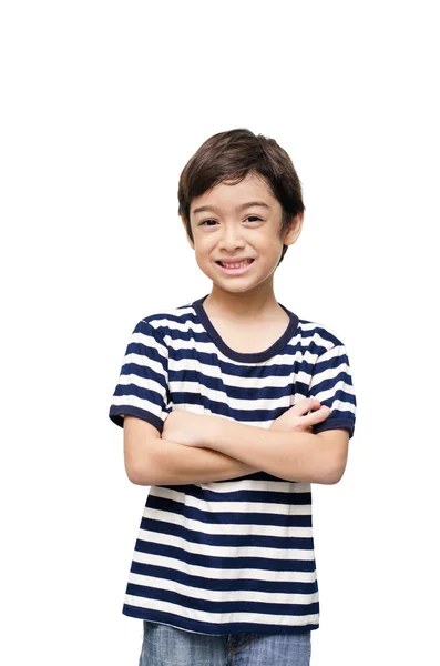 Menino feliz olhando para o retrato da câmera — Fotografia de Stock