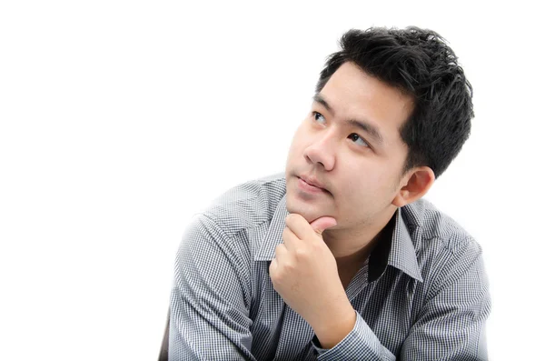 Retrato de un joven mirando sobre fondo blanco — Foto de Stock