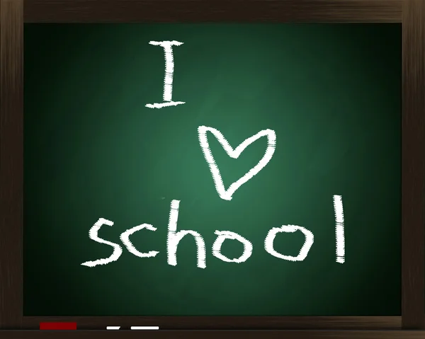 Groene krijtbord met word ik hou van school — Stockfoto