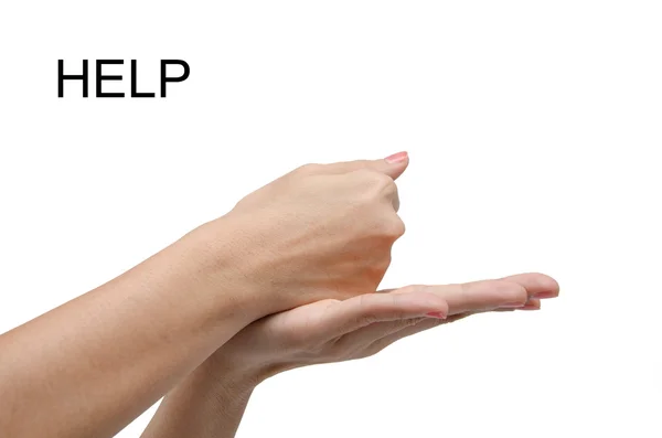 Vrouw hand teken helpen Asl Amerikaanse Gebarentaal — Stockfoto