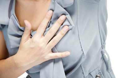 close up woman having chest pain  heart attack   clipart