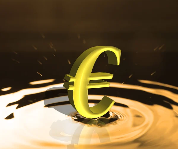 Euro para baixo em afundar na água — Fotografia de Stock
