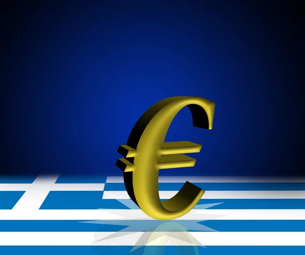 Euro abajo en la bandera de Grecia — Foto de Stock