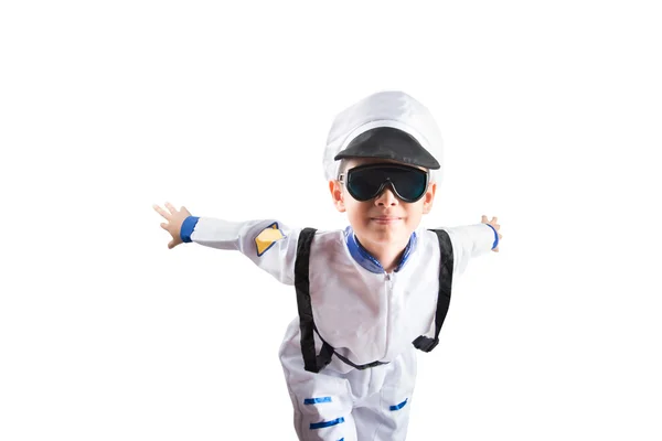 Little boy pretend as an astronout pilot — Stock Photo, Image