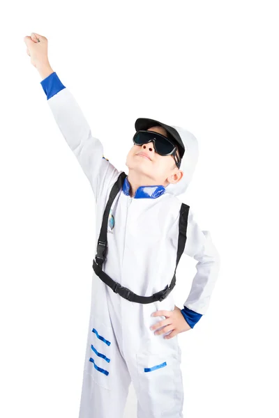 Pequeño niño fingir como un piloto astronauta — Foto de Stock