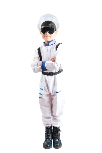 Little boy pretend as an astronout pilot — Stock Photo, Image