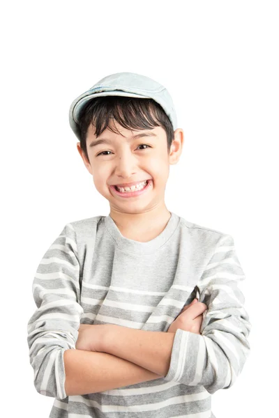 Pequeño retrato chico guapo sobre fondo blanco — Foto de Stock