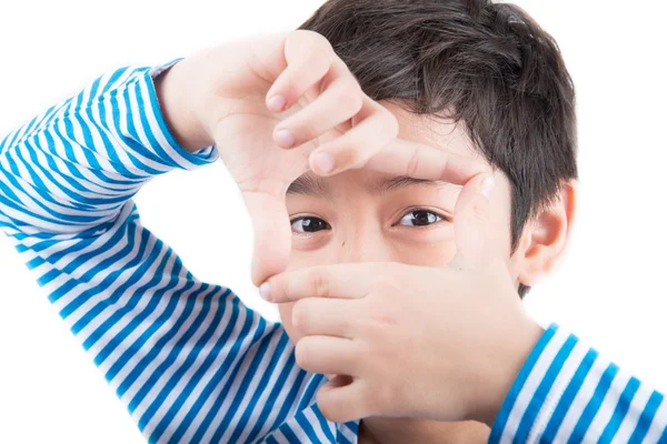 Muchacho mostrando la mano ok pose de cerca — Foto de Stock