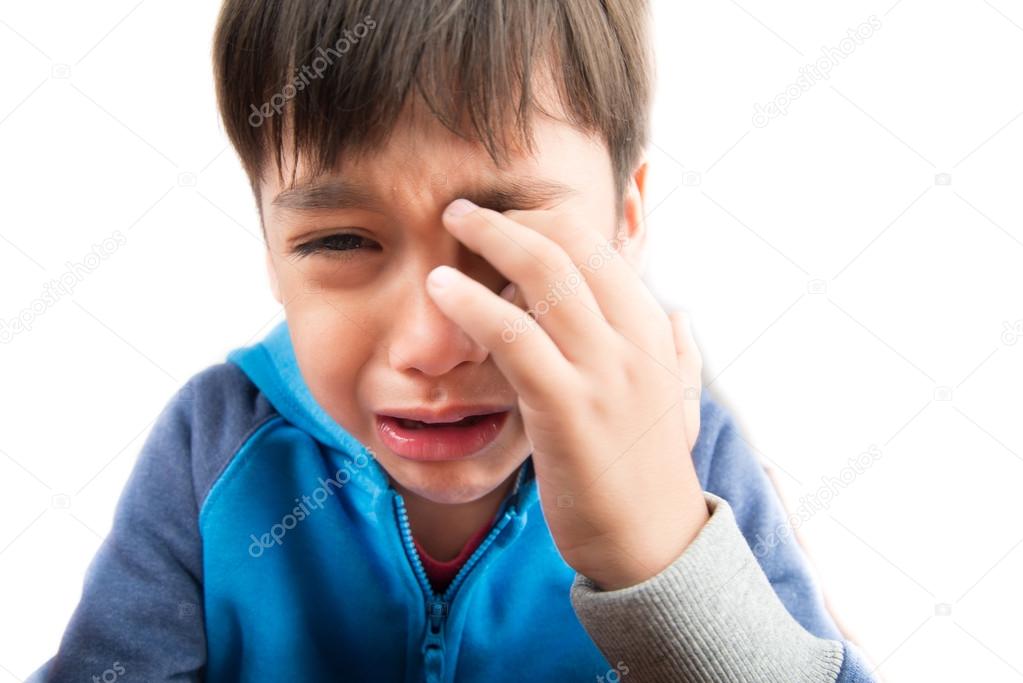 Little boy crying with tear 